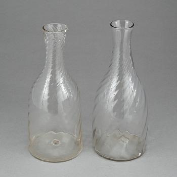 FLASKOR, 2 st, glas, 1800-tal.