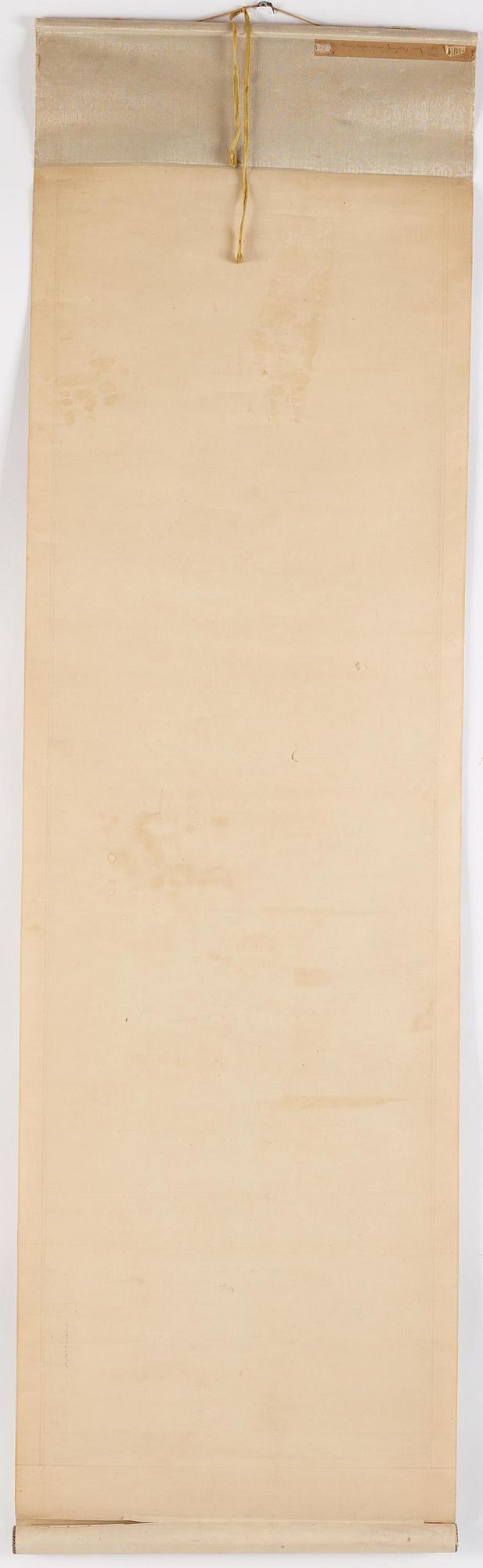 A Chinese scroll painting, ink and colour on silk. Late Ming dynasty/early Qing dynasty.