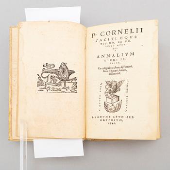 BOOK, Tacitus, with commentaries, three imprints 1541-42.