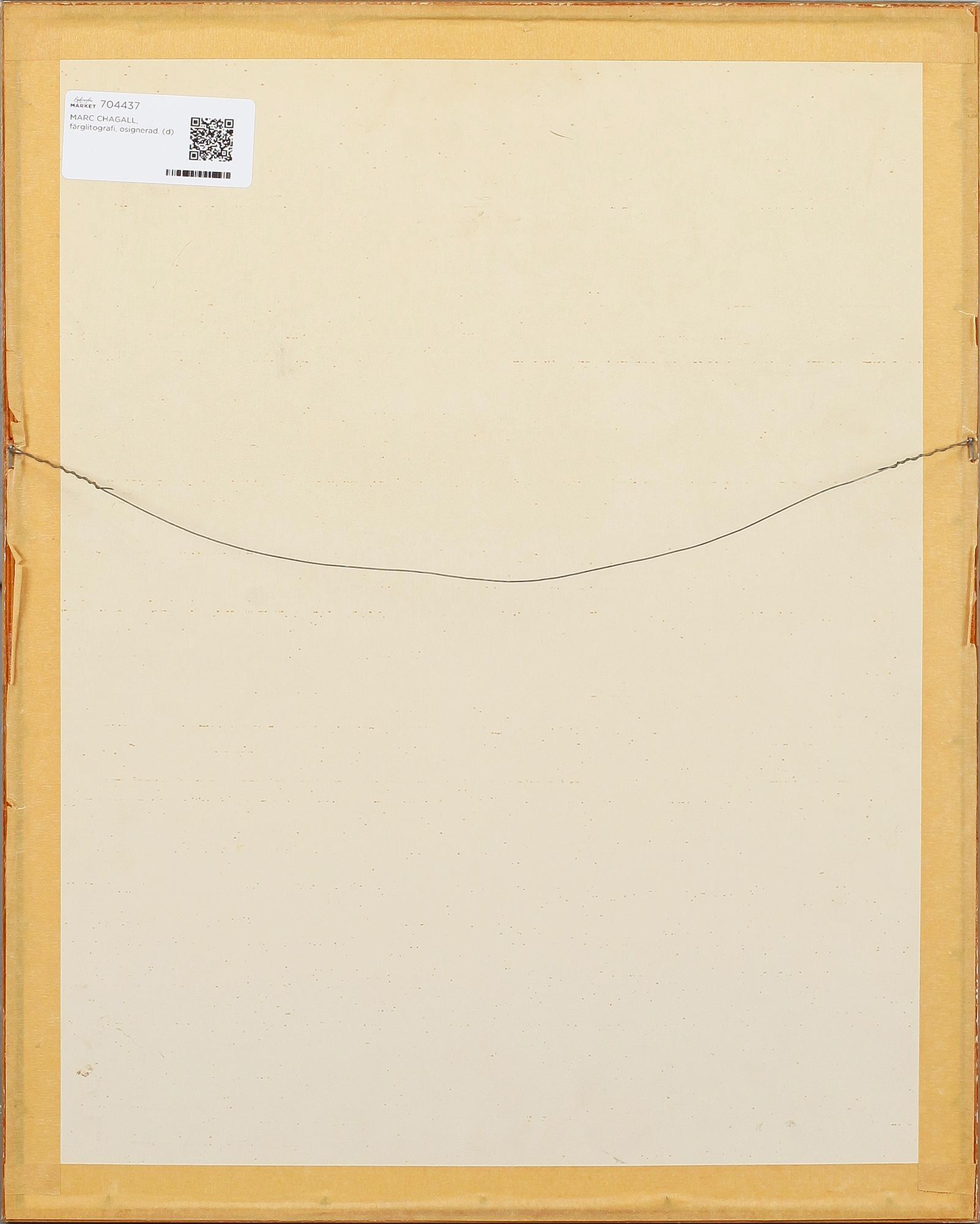 MARC CHAGALL, färglitografi, osignerad, 1960.