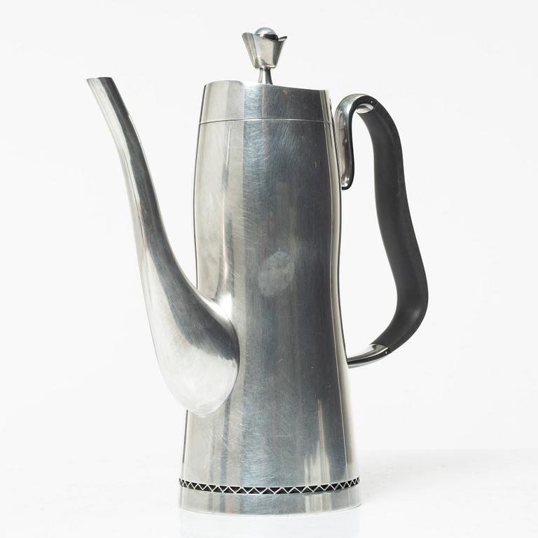 A three-piece silver coffee service by Helge Lindgren for K. Andersson, Stockholm, 1958.