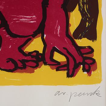 A.R Penck, colour lithograph.