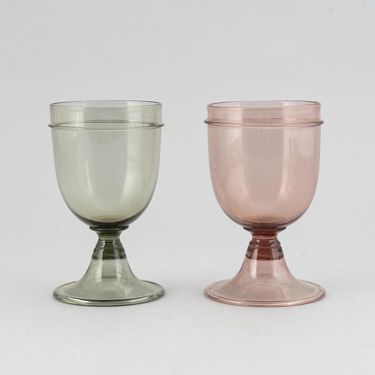 A pair of wine glasses, Venini, Murano, Italy.