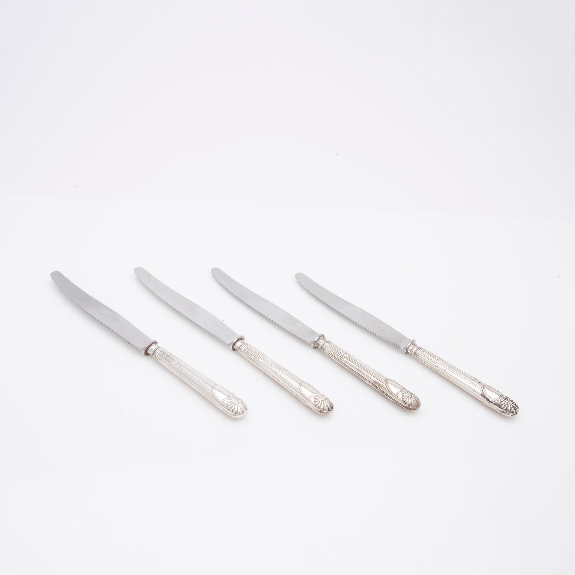 Gustaf Möllenborg, Cutlery, 6 + 6, silver, Stockholm 1836.