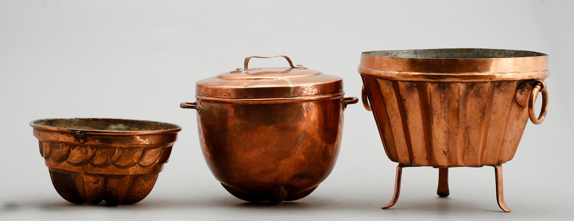 FORMAR, 3 st, koppar, 1800-tal.