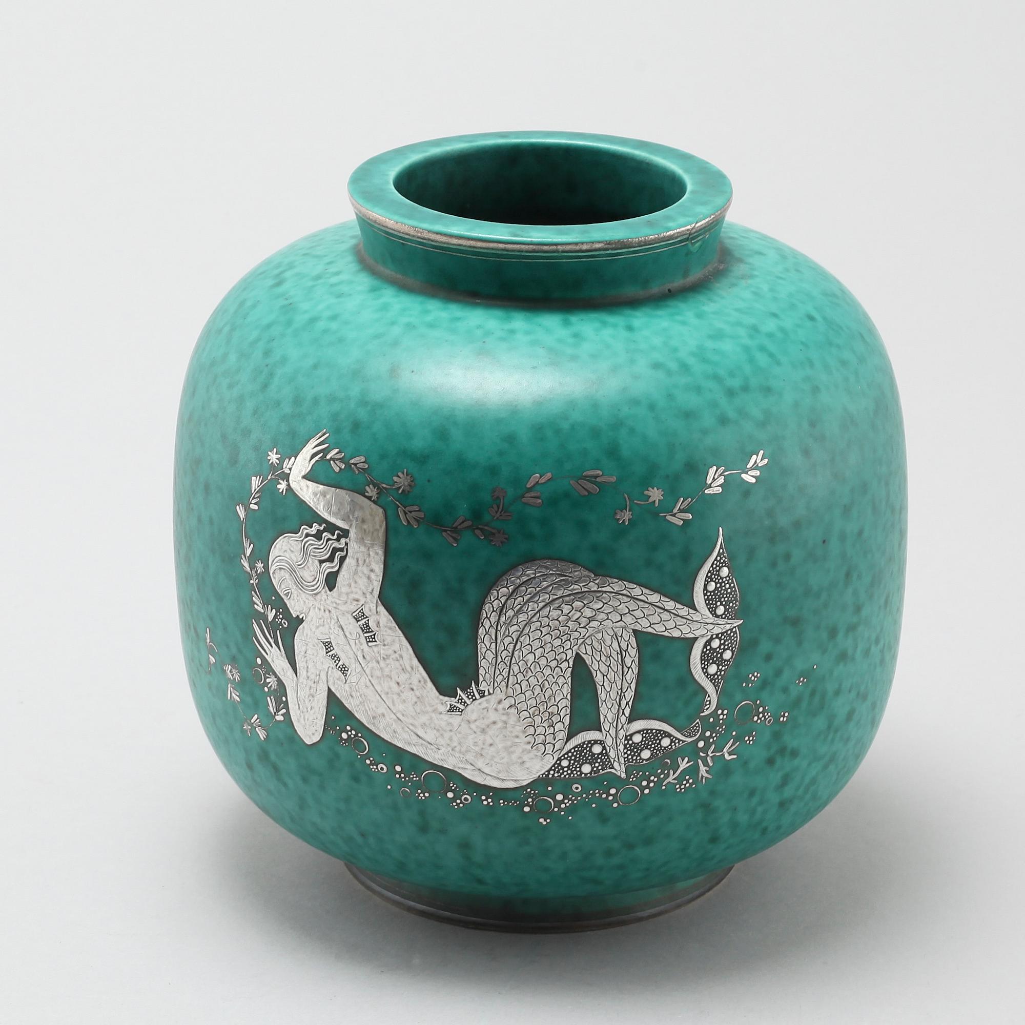 WILHELM KÅGE, vas, stengods, "Argenta", Gustavsberg, 1900-talets mitt.