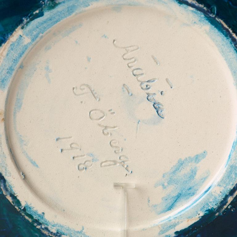 Thure Öberg, an Art Nouveau glazed ceramic bowl, Arabia 1918.