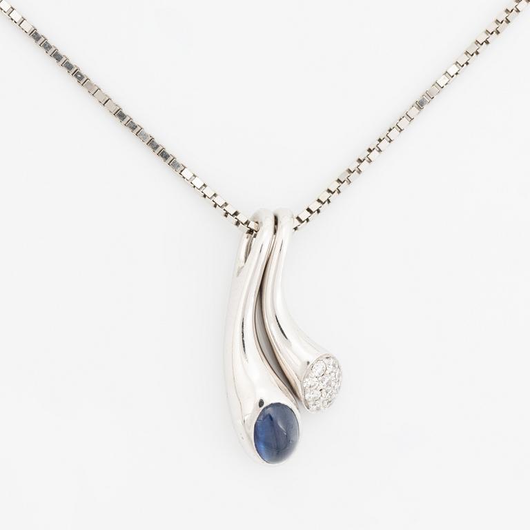 Georg Jensen, "Carnival" sapphire and brilliant cut diamond pendants, with chain.