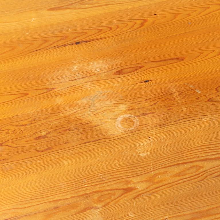 A pine trestle table, later part of the 20th Century.