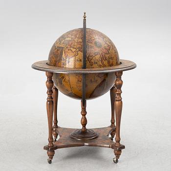 A globe drinking cabinet, late 20th Century.