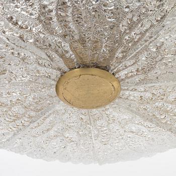 Carl Fagerberg, a glass and brass ceiling light, Orrefors.