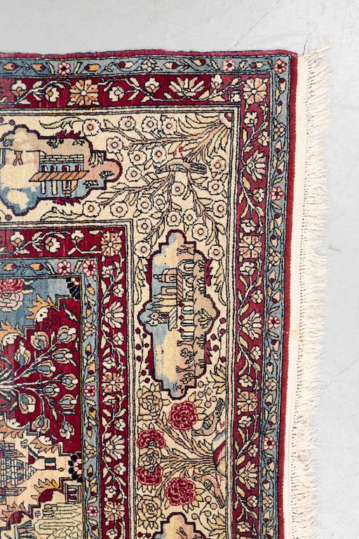 A carpet, figural semi-antique Kerman /Teheran, ca 319 x 210--215 cm.