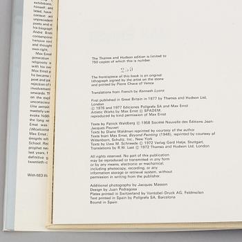 BOOK, "Max Ernst", av Edward Quinn, utgiven av Thames and Hudson, 1977.