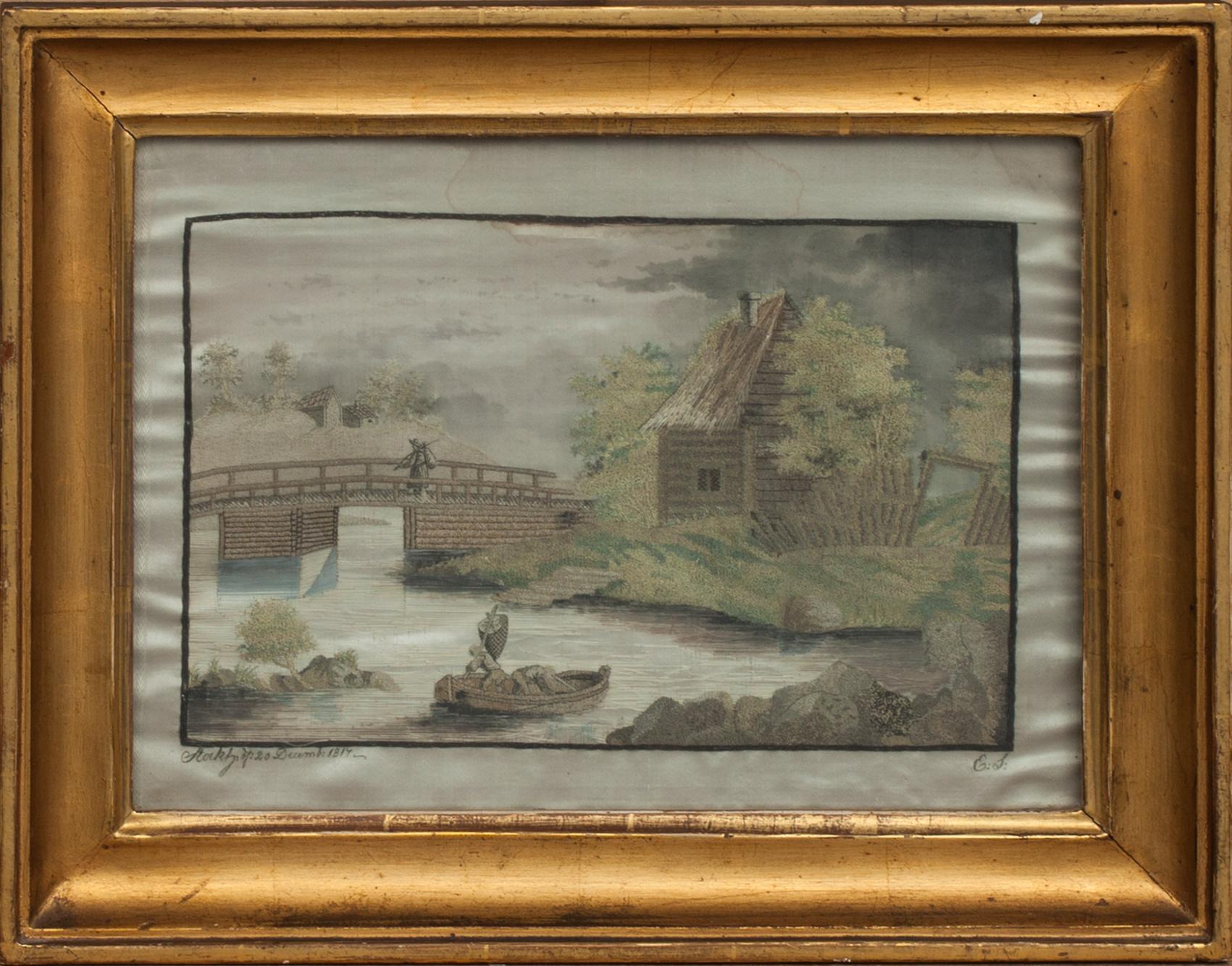 SIDENBRODERI, märkt ES, daterad Stockholm 20 december 1817.
