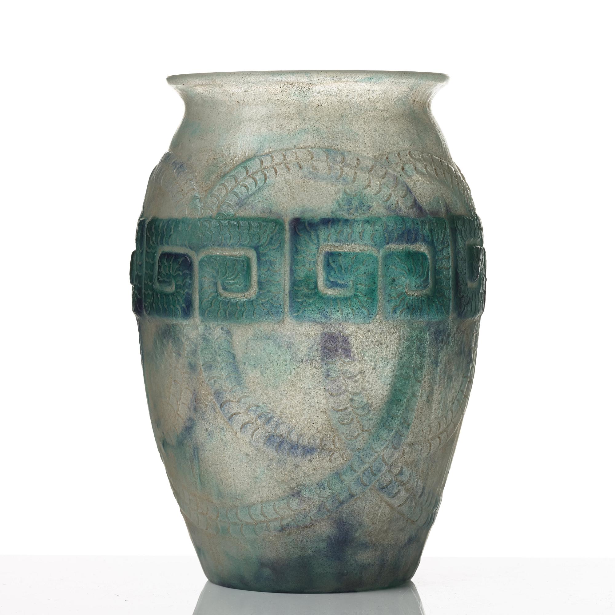 Gabriel Argy-Rousseau, a Frise Grecque pâte de verre glass vase, France 1920-30's.