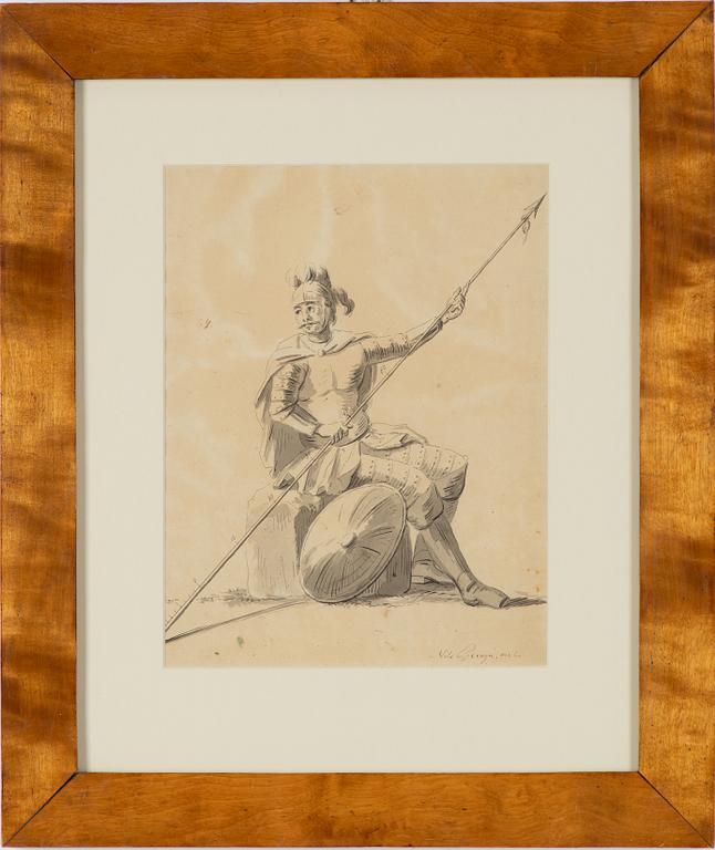 Nils Georgii, Soldat i antik rustning.