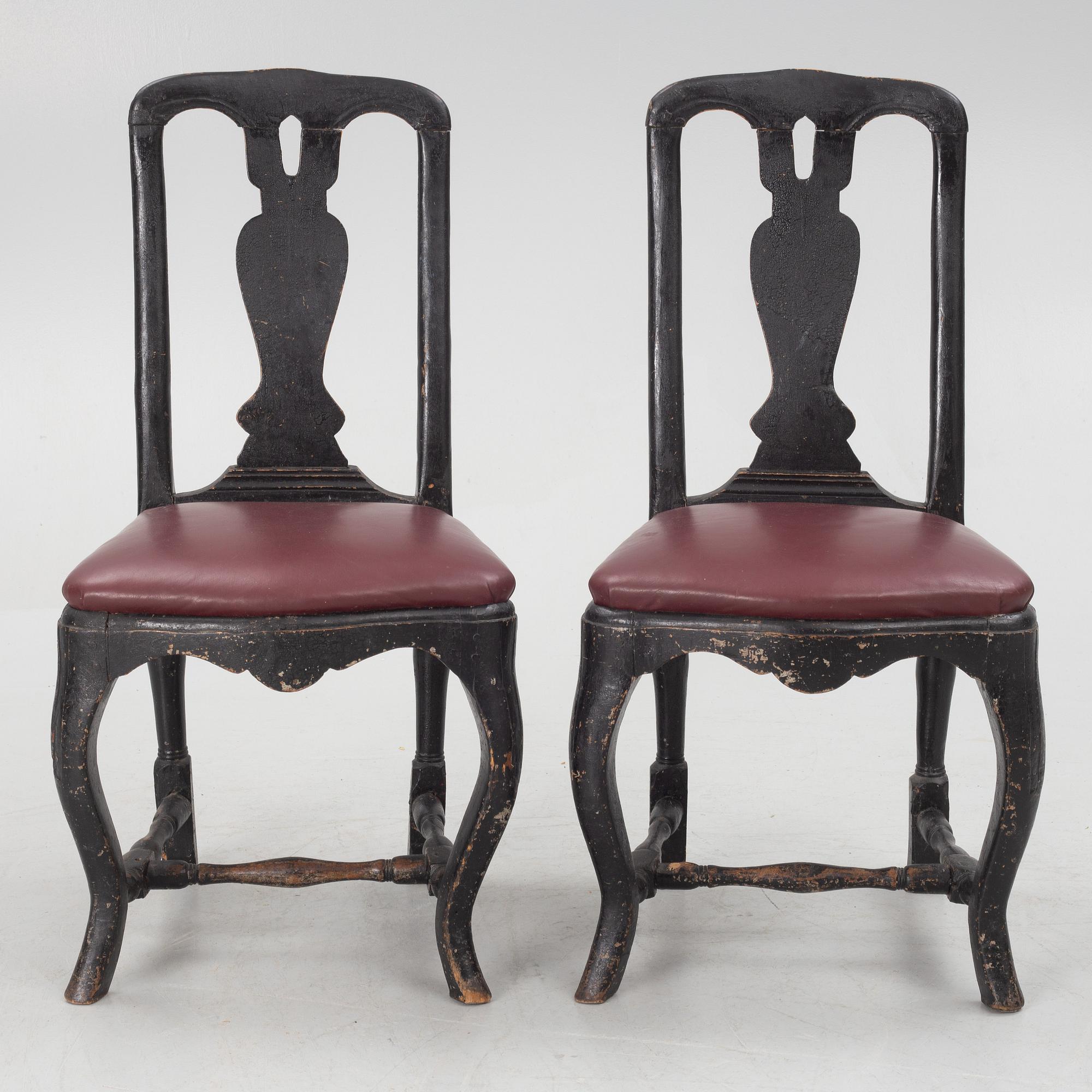 A pair of rococo chairs, mid 18th century.
