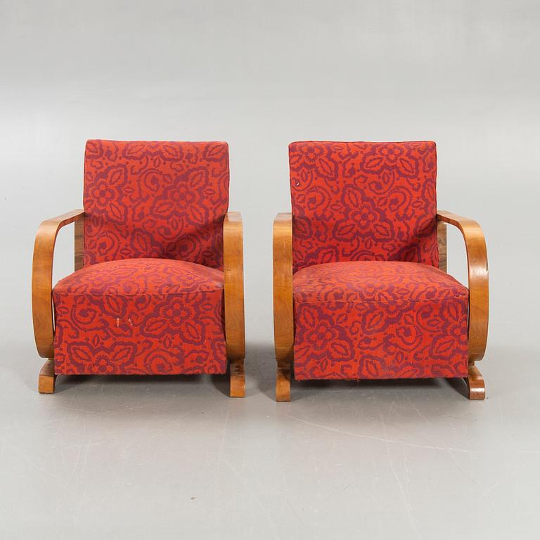 A pair of Art deco easy chairs first half of the 20th century.