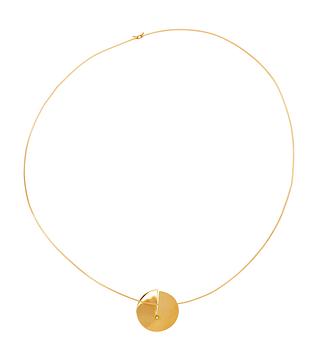 572. A Helena Edman 18k gold necklace with brilliant cut diamond.