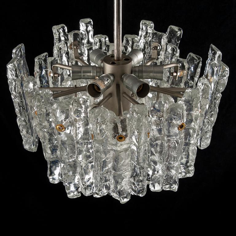 TAKLAMPA, "Ice block chandelier", J.T Design, Kalmar, Österrike, 1960-tal. Tot. höjd 46 cm.