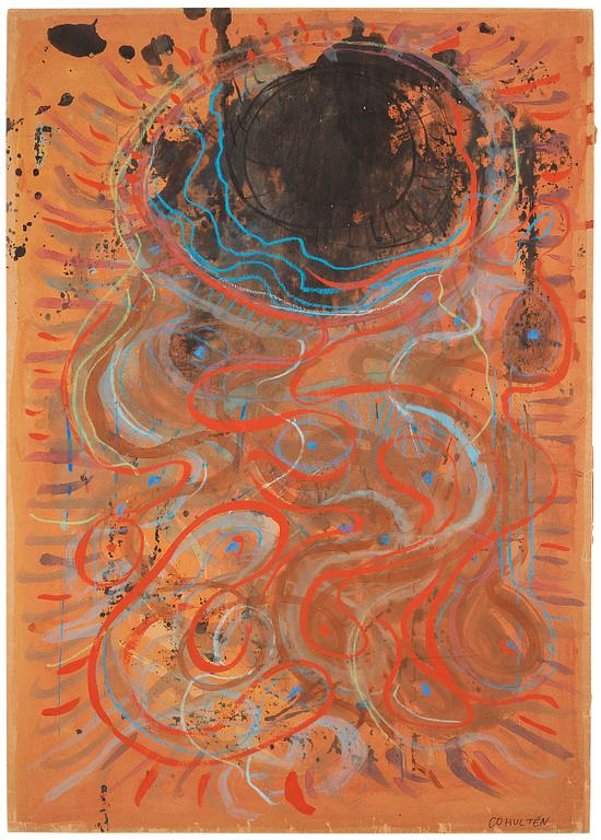 CO Hultén, mixed media on paper panel, signed and executed 1946.