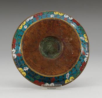 A cloisonné dish for a cup, Ming dynasty (1368-1912).