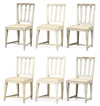 98. Six late Gustavian chairs.