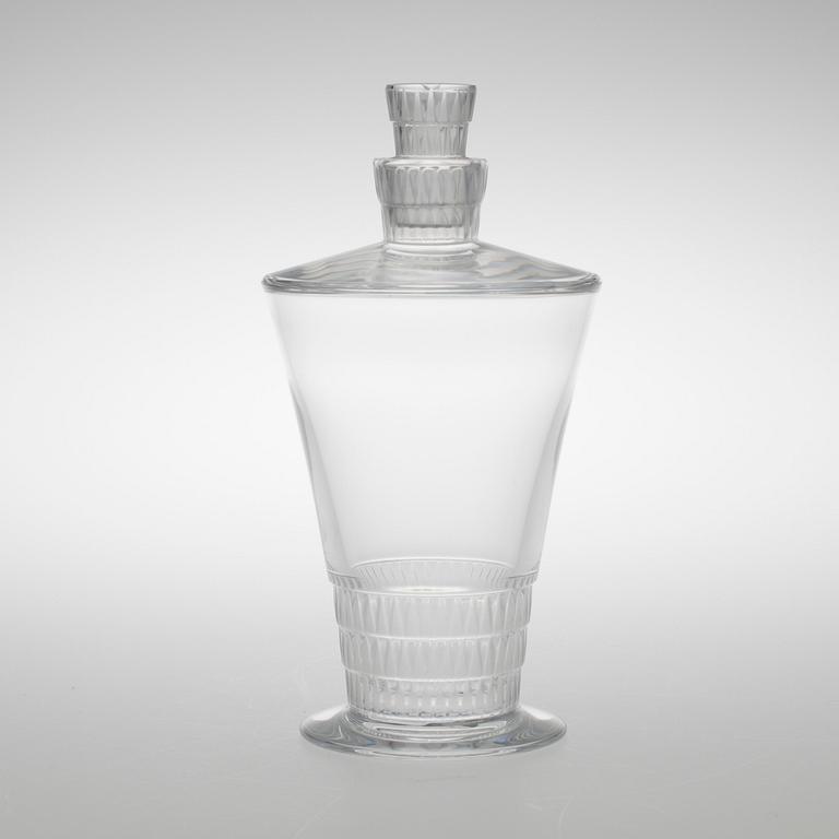 SERVISDELAR, 10 st, "Bourgueil" kristall, etikettmärkta Lalique, Paris, 1900-talets slut.