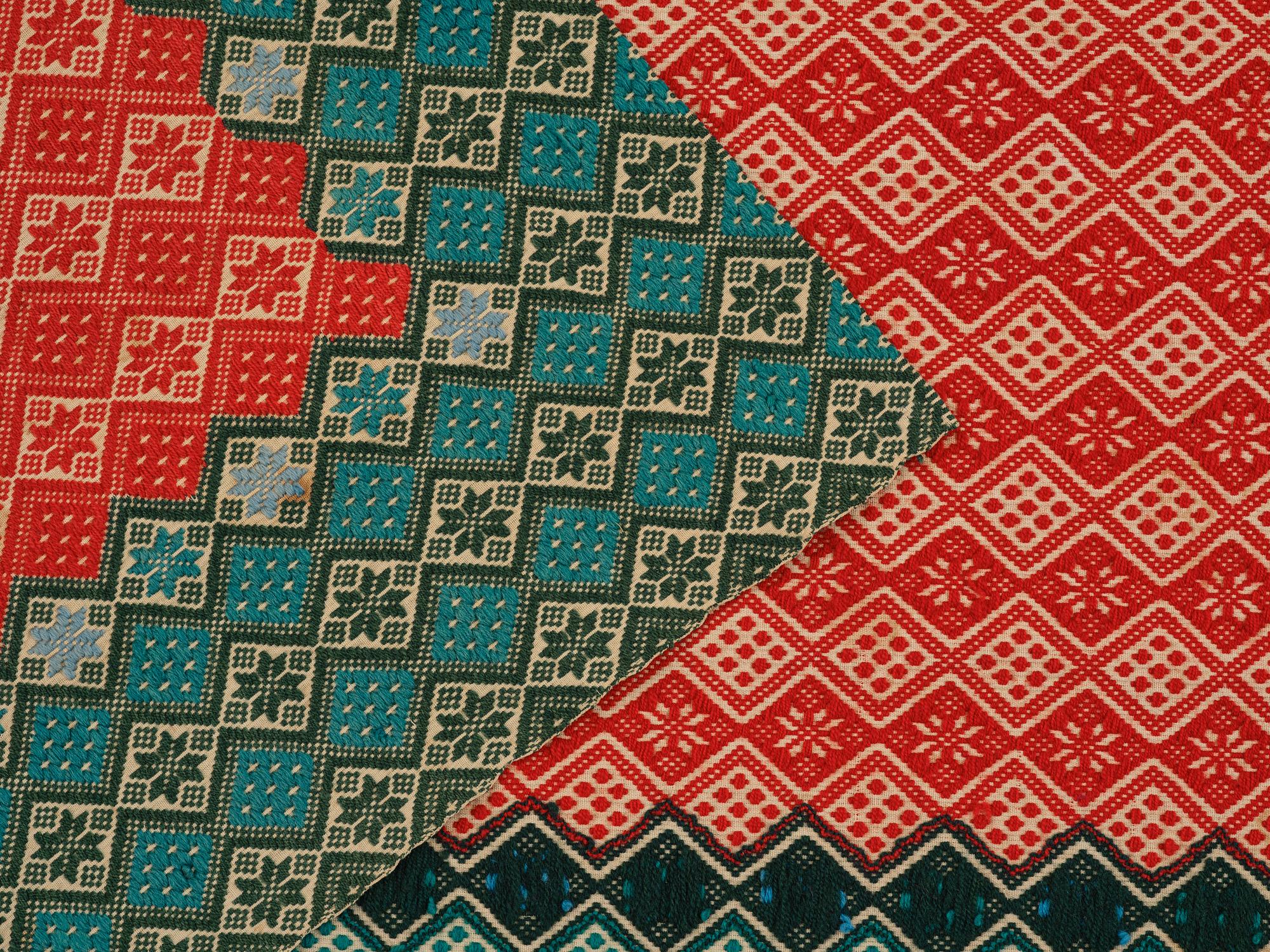 A textile cover, weft-patterned tabby type, South west Scania, c. 160 x 102 cm. Circa 1900,