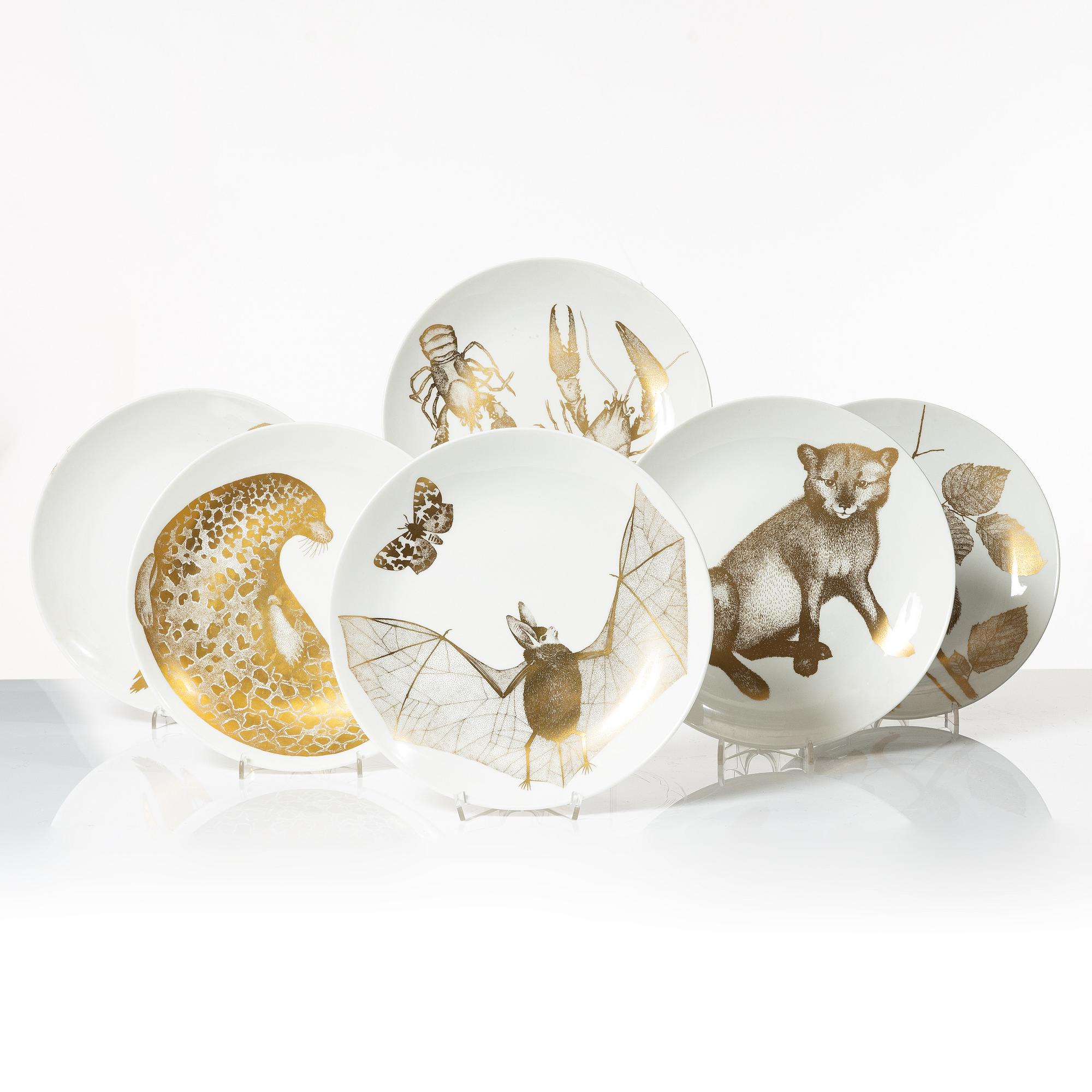 Paul Hoff, 20 plates, 'Arter i fara', Gustavsberg.