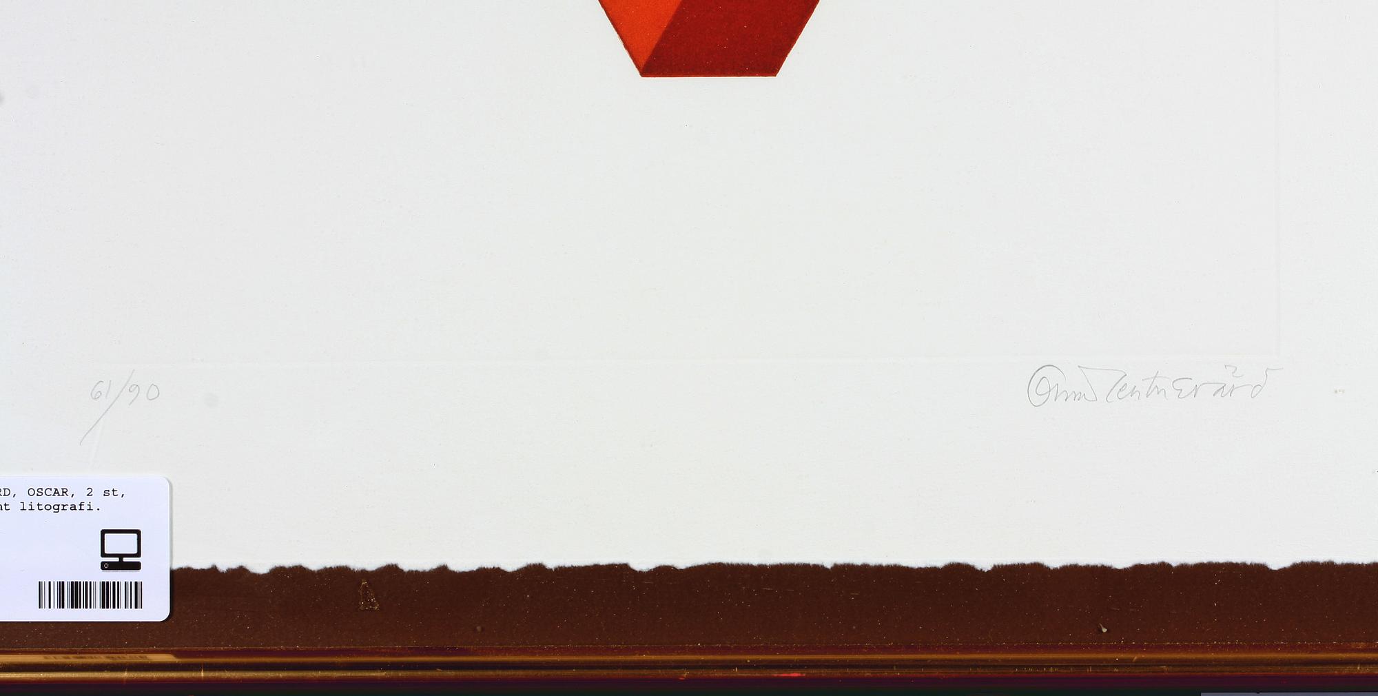 REUTERSVÄRD, OSCAR, 2 st, tuschteckning samt litografi. Sign.