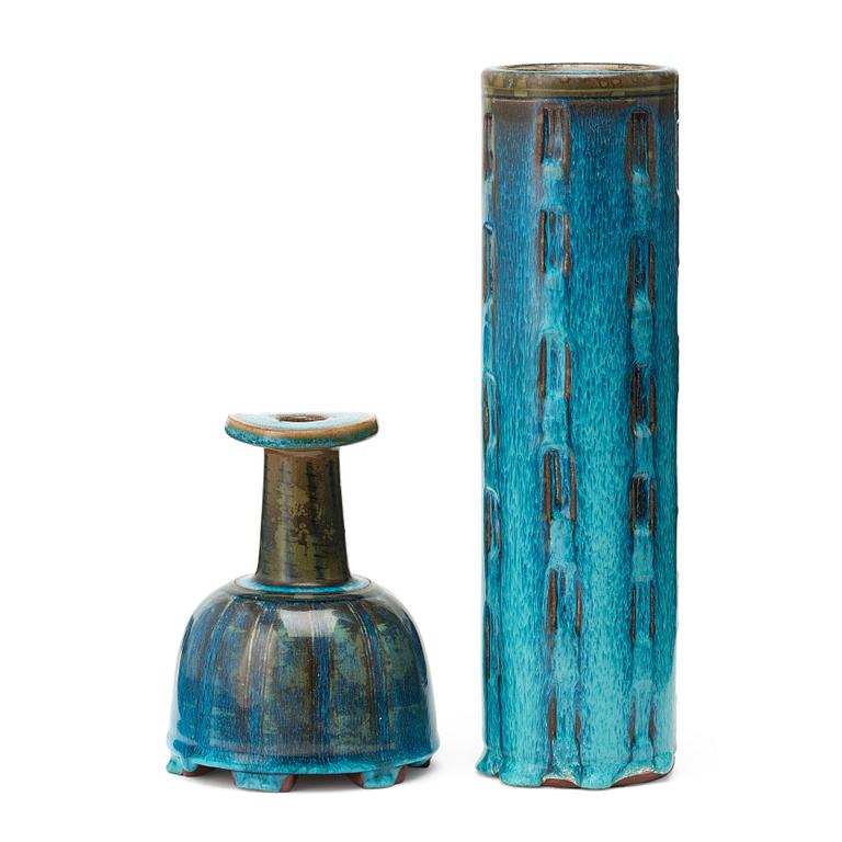 Wilhelm Kåge, Two Wilhelm Kåge 'Farsta' stoneware vases, Gustavsberg studio, Sweden 1960 and 1958.