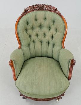 FÅTÖLJ, nyrokoko, sent 1800-tal.