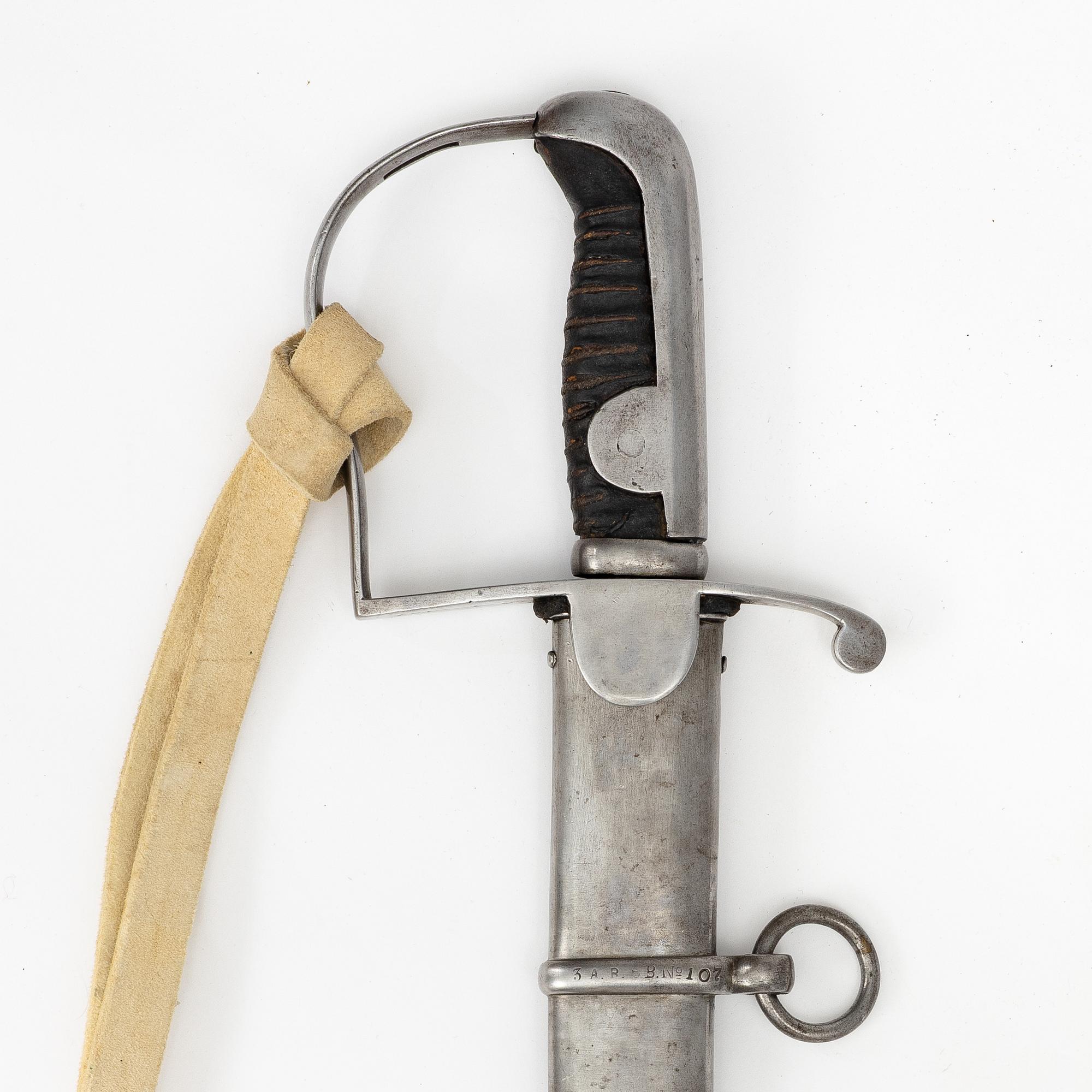 Saber, Swedish, 1831 artillery pattern, with scabbard.