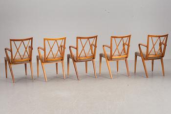 KARMSTOLAR, 5 st, "Poly-Z", A A Patijn, 1900-talets mitt.