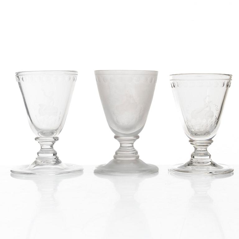 21 wine glasses from Glössner & co, Sweden, mid20th century.