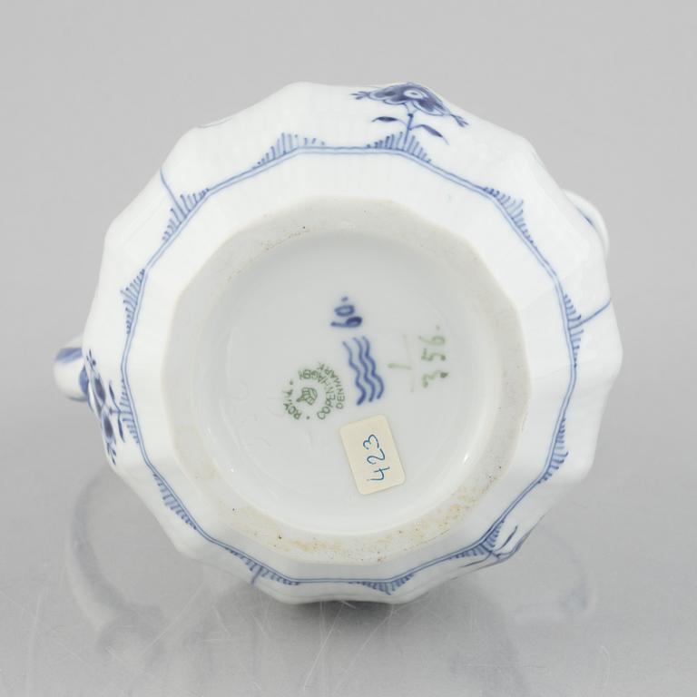 A 'Blue Fluted Plain' / 'Musselmalet rifflet' pitcher, Royal Copenhagen, model 356, post 1923.