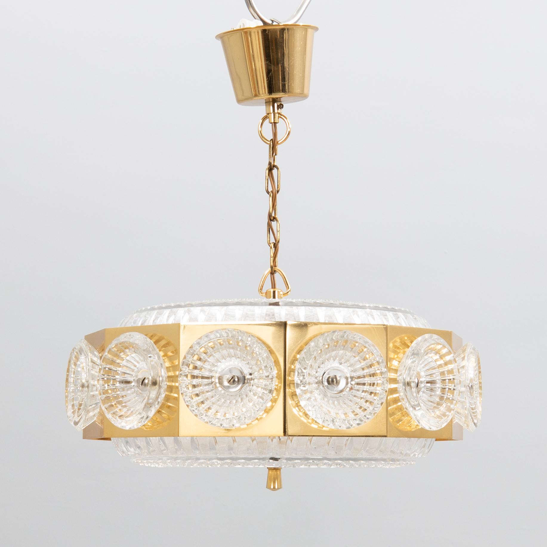 Carl Fagerlund, ceiling lamp Orrefors 1970s.