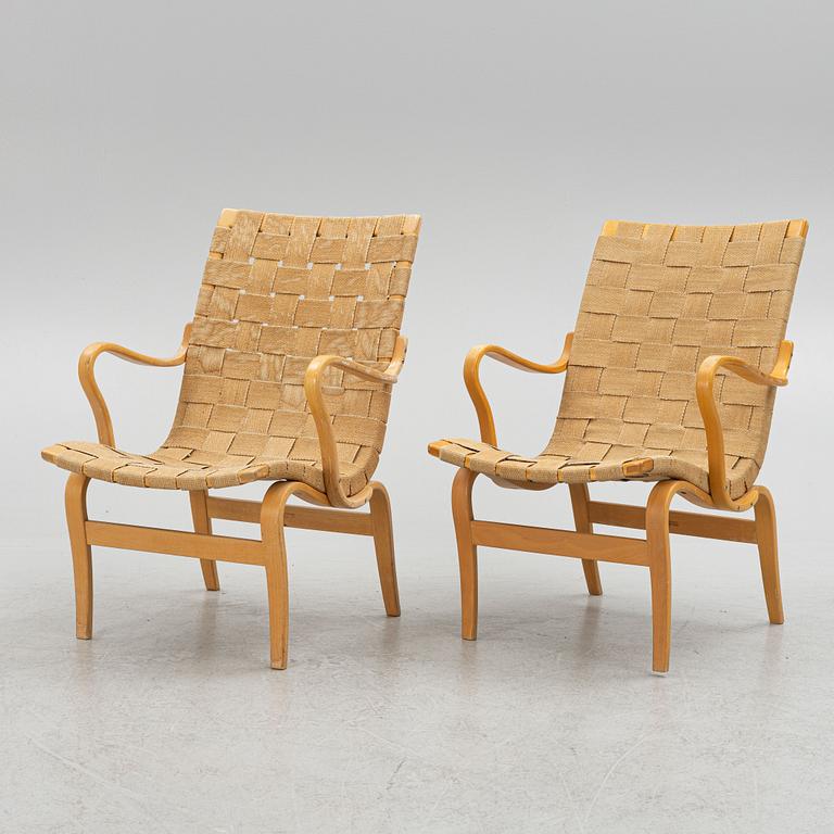 Bruno Mathsson, a pair of 'Eva' armchairs, Firma Karl Mathsson, Värnamo, 1969-76.