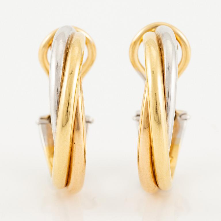 A Cartier a pair of "Trinity" earrings 18K gold in three colours.