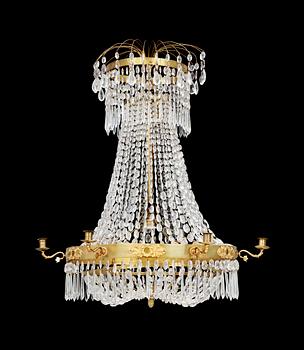 502. A Swedish Empire 1820/30's seven-light chandelier.