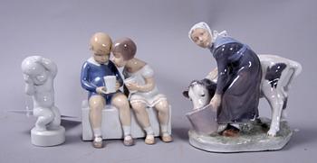 FIGURINER, 3 st, porslin, Bing & Gröndahl samt Royal Copenhagen.
