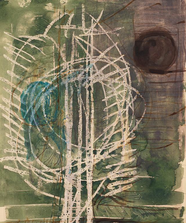 CO Hultén, mixed media on paper, signed and executed 1946.