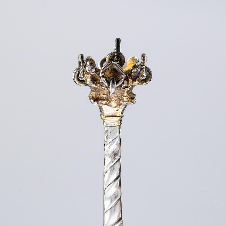 A Swedish 18th century parcel-gilt silver spoon, mark of Christoffer Bauman, Hudiksvall 1790.