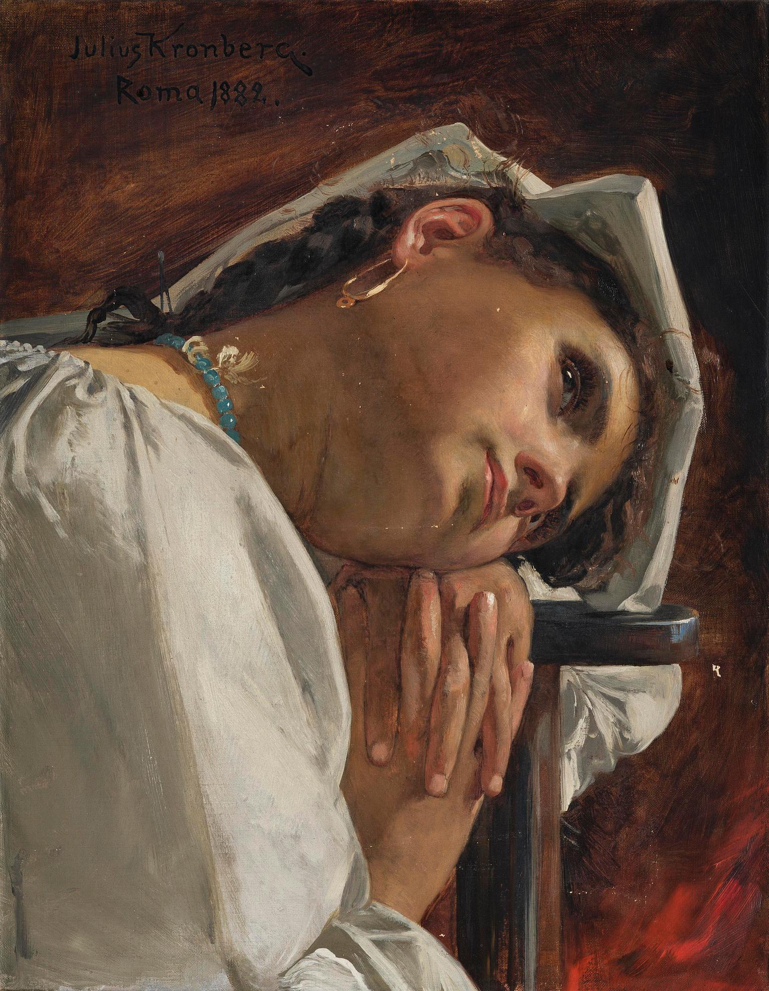 Julius Kronberg, Italian girl in thoughts.