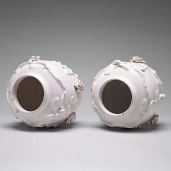 A pair of Swedish faiance jars, Marieberg, period of Ehrenreich (1758-66).