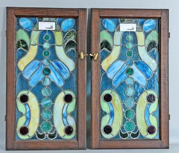 DÖRRAR, 2 st, glas, 1900-talets första hälft.