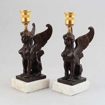 A pair of presumably Russian Empire candlesticks, early 19th Century.