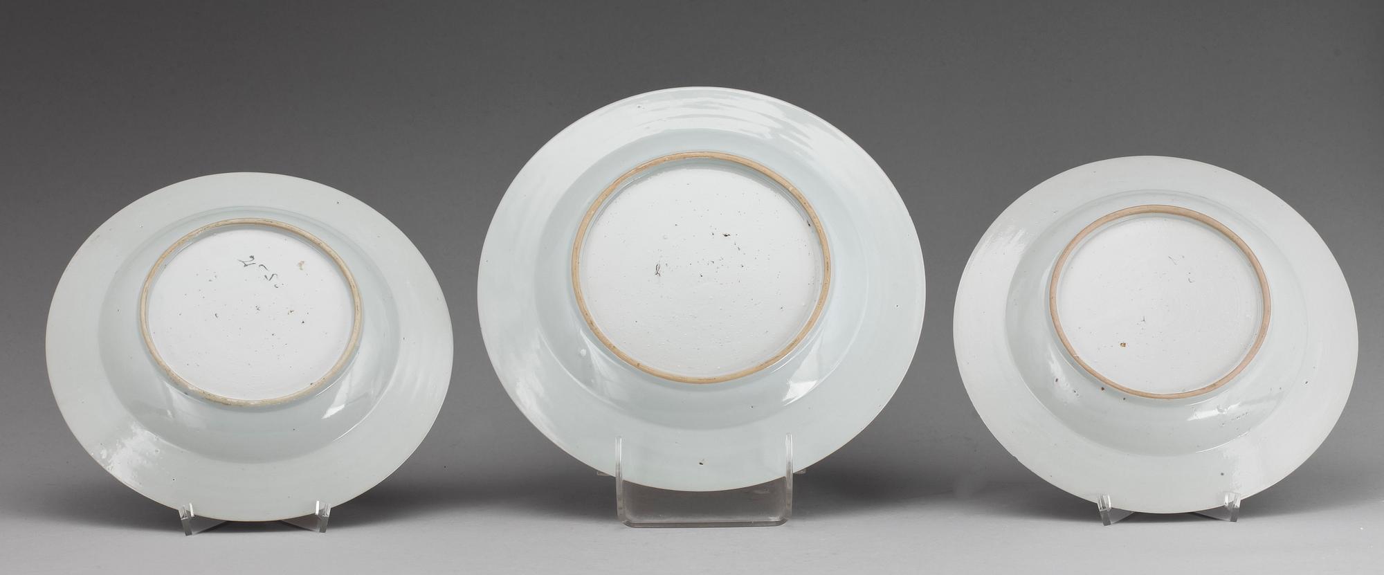 TALLRIKAR, 11 st, porslin, Kina 1700-tal.