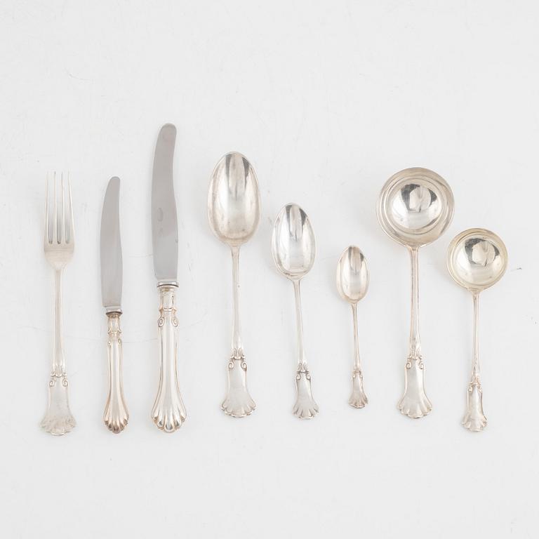 Besticksservis, 85 delar, silver, importstämplad K Anderson, Stockholm och Göteborg, bl a 1923.